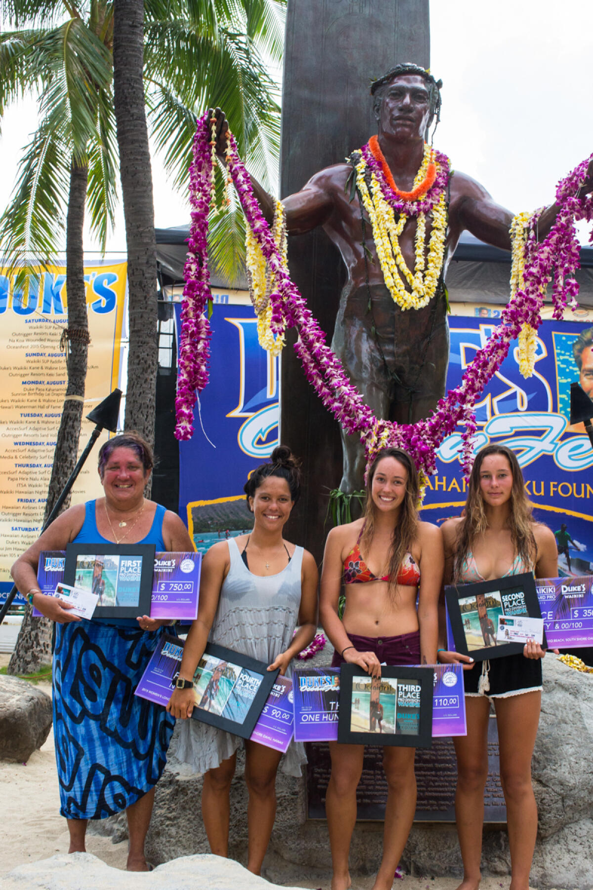 Finalists at the 2015 Duke's Waikiki Wahine Longboard Pro