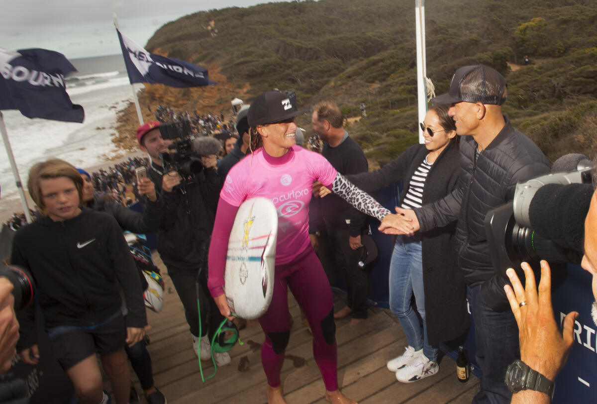 Courtney Conlogue and Kelly Slater