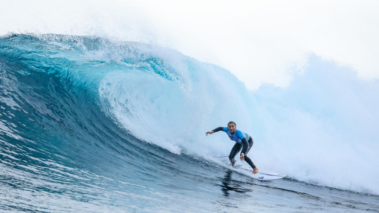 MARGARET RIVER, WESTERN AUSTRALIA - MAY 31: Mia McCarthy of Australia is eliminated from the 2019 Margaret River Pro with an equal 17th finish after placing third in Heat 1 of Round 2 at Main Break on May 31, 2019 in Margaret River, Western Australia. (Ph