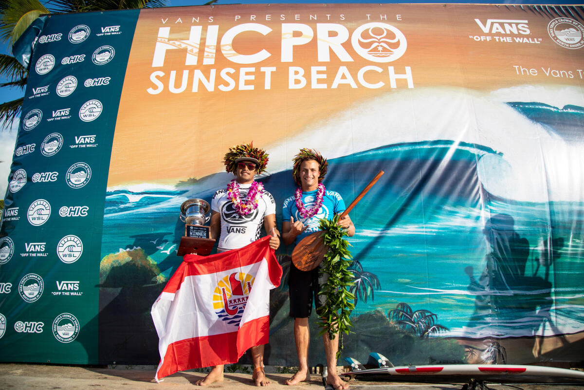 Kiron Jabour of Hawaii wins the 2018 HIC Pro presented by Vans at Sunset Beach, Oahu, Hawaii, USA and ONeill Massin wins the WSL Hawaii / Tahiti Nui regional QS title