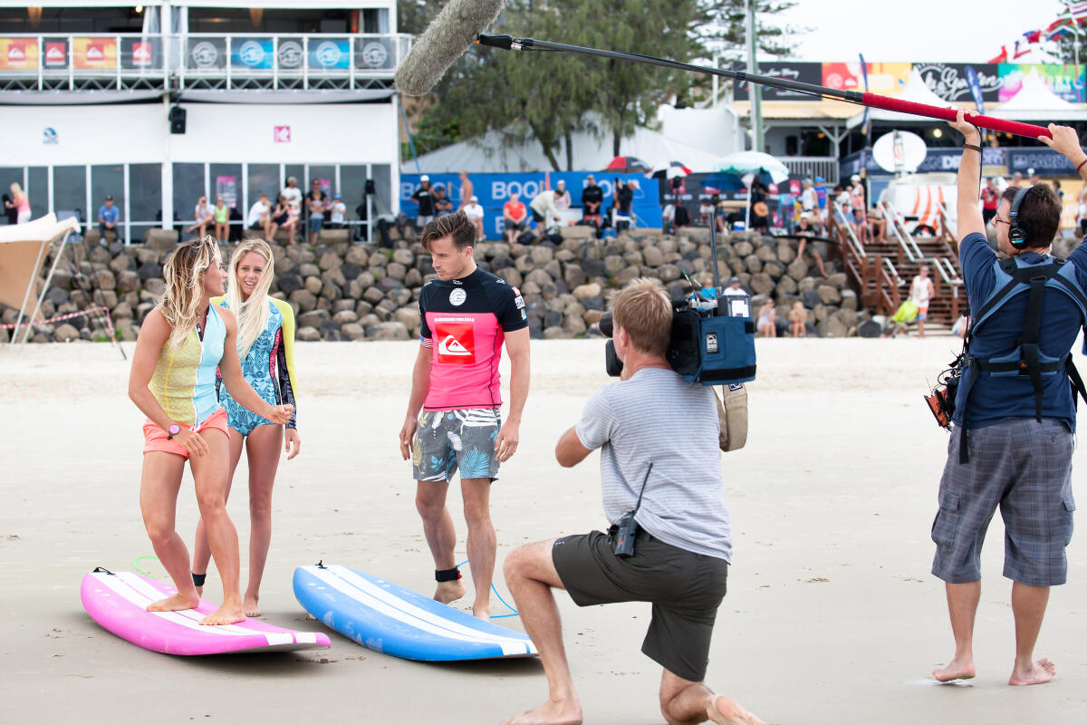 James Tobin goes surfing with Laura Enever and Courtney Conlogue
