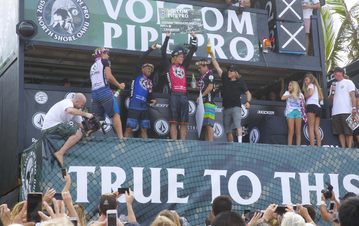 2015 Volcom Pipe Pro, winners podium