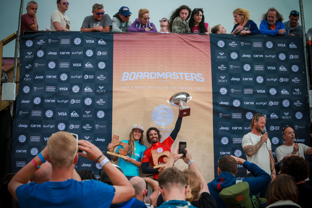 Winners of the Boardmasters, Jeep Men & Women's Longboard titles