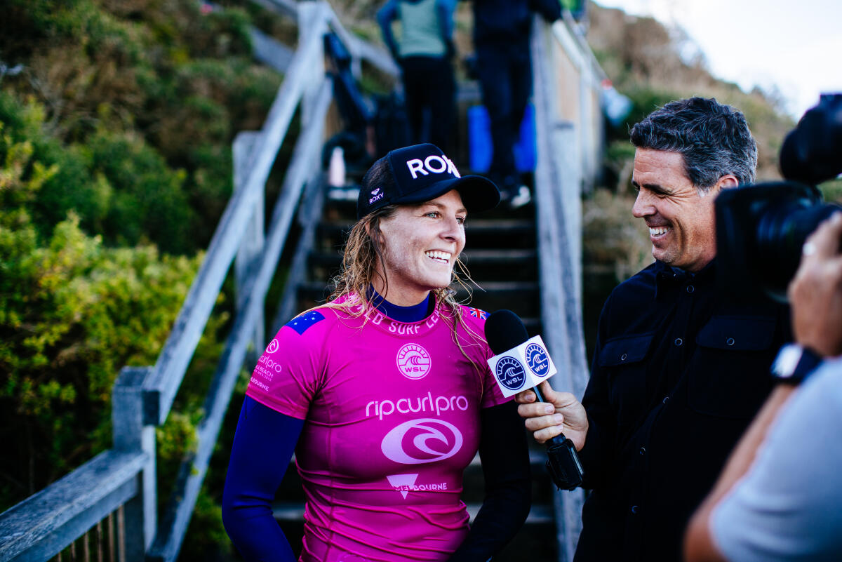 Stephanie Gilmore of Austrlaia won Heat 4 of the Quarterfinals at the Rip Curl Pro, Bells Beach, 2018.