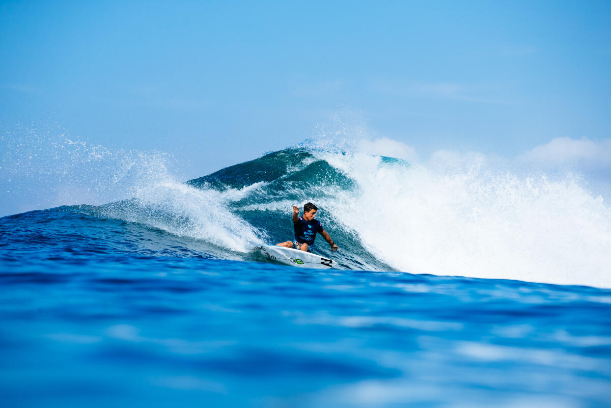 Griffin Colapinto of USA placed second in Heat 1 of the Quarterfinals at the Corona Bali Protected, 2018.