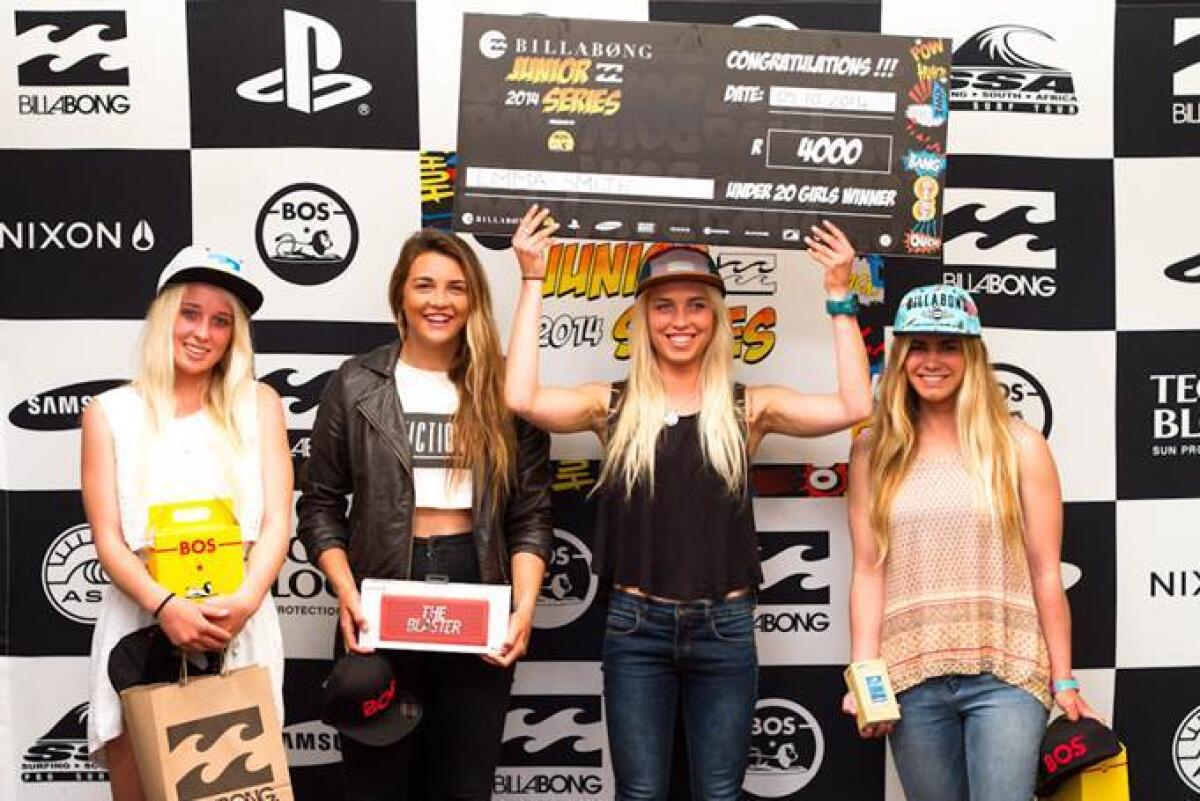 Podium of the Women's Billabong Junior Series pres. by BOS