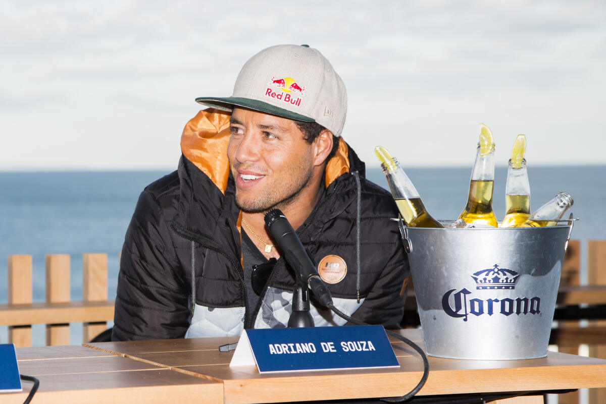 World Champion Adriano de Souza from Brazil pictured at the Corona Open JBay press conference which featured Dale Staples, Matt Wilkinson, Jordy Smith, John John Florence and Mick Fanning.