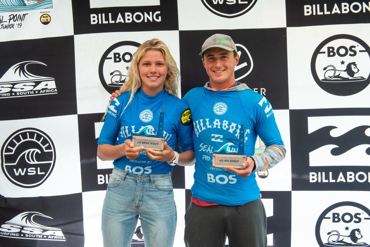 Zoe Steyn and Bryce Du Preez at the Billabong Seal Point Pro Junior