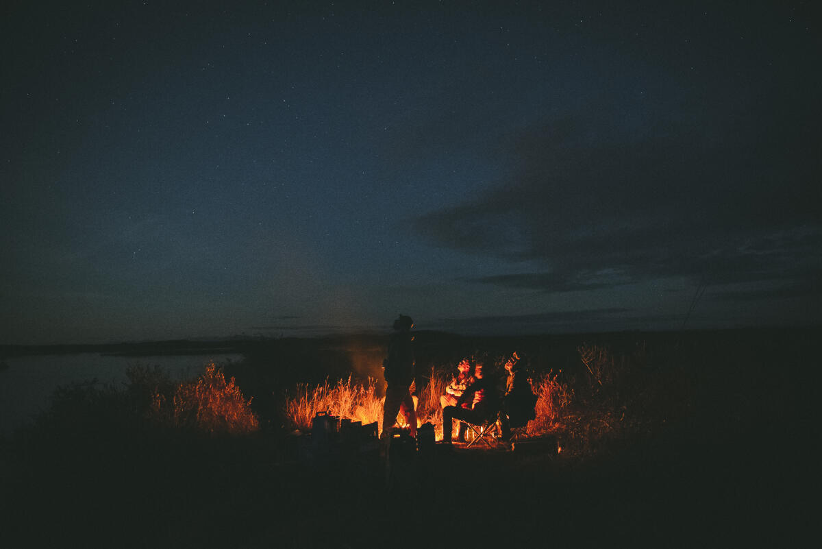Campfire under the stars in Alaska
